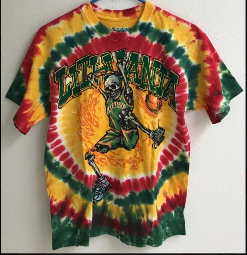 Blue Lithuania Basketball Shirt Dunk T Shirt Grateful Dead Tie Dye Tee Shirt